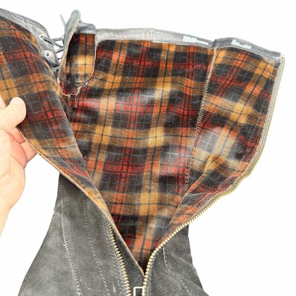 Born Black Suede Tall Riding Boots Lace Back 9M F33103 - Picture 16 of 16